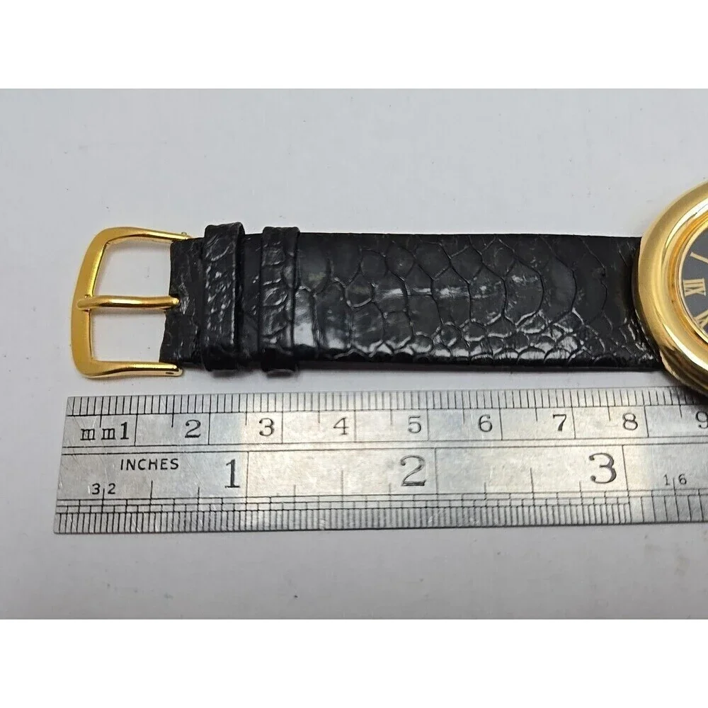 Vintage Jacques Farel Gold Tone Black Roman Dial Womens Quartz Watch New Battery